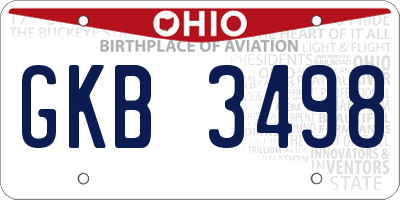 OH license plate GKB3498