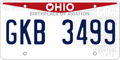 OH license plate GKB3499