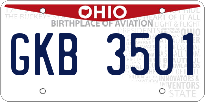 OH license plate GKB3501