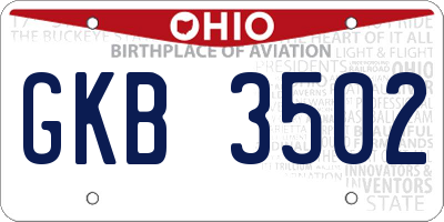 OH license plate GKB3502