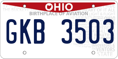 OH license plate GKB3503