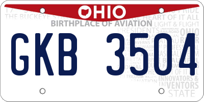 OH license plate GKB3504