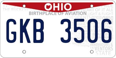 OH license plate GKB3506