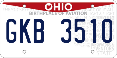 OH license plate GKB3510