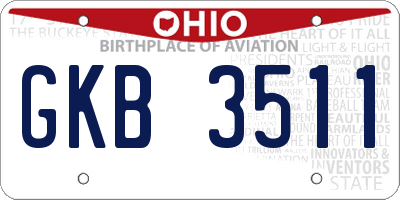 OH license plate GKB3511