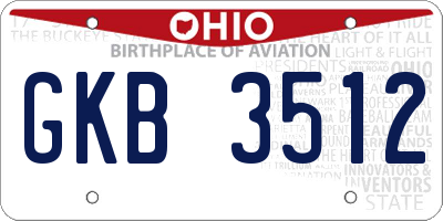 OH license plate GKB3512