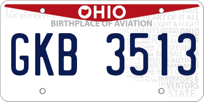 OH license plate GKB3513