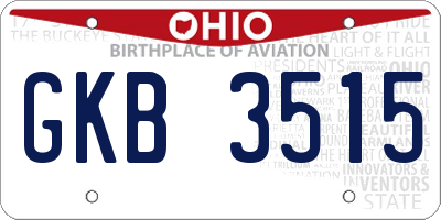 OH license plate GKB3515