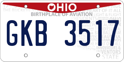 OH license plate GKB3517