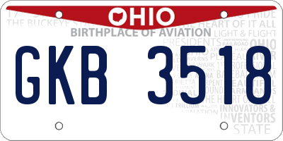 OH license plate GKB3518