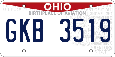 OH license plate GKB3519