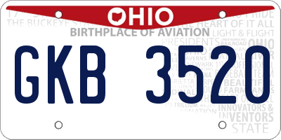 OH license plate GKB3520