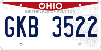 OH license plate GKB3522