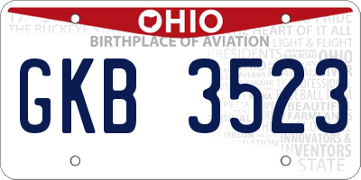OH license plate GKB3523