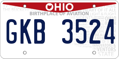 OH license plate GKB3524