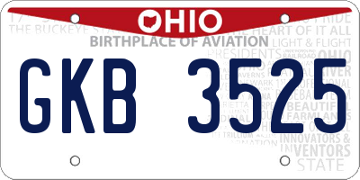 OH license plate GKB3525