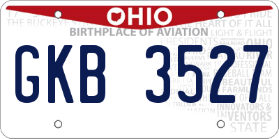OH license plate GKB3527