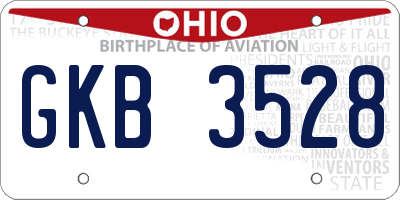 OH license plate GKB3528