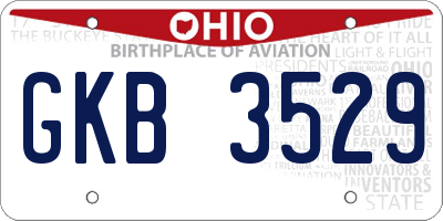 OH license plate GKB3529