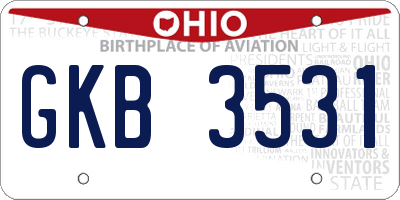 OH license plate GKB3531
