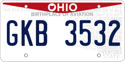OH license plate GKB3532