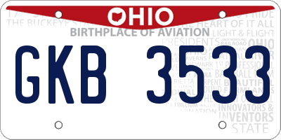 OH license plate GKB3533