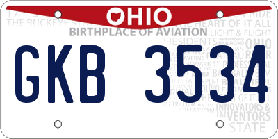 OH license plate GKB3534