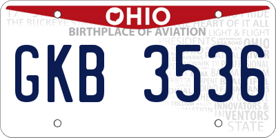 OH license plate GKB3536