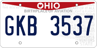OH license plate GKB3537