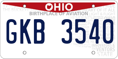 OH license plate GKB3540