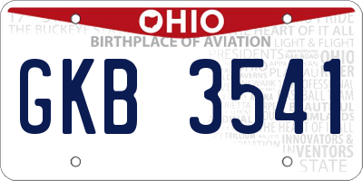 OH license plate GKB3541