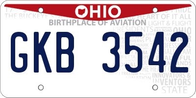 OH license plate GKB3542