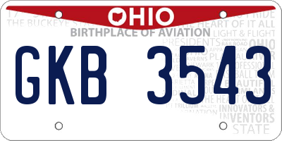 OH license plate GKB3543