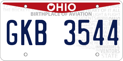 OH license plate GKB3544