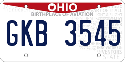 OH license plate GKB3545
