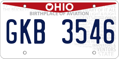 OH license plate GKB3546