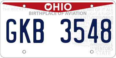 OH license plate GKB3548