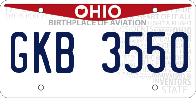 OH license plate GKB3550
