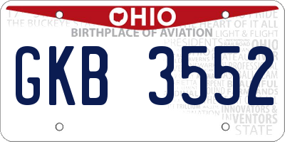 OH license plate GKB3552