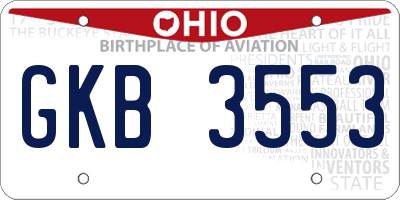 OH license plate GKB3553