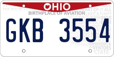 OH license plate GKB3554