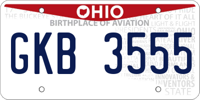 OH license plate GKB3555