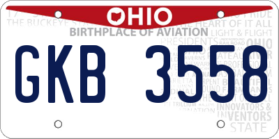 OH license plate GKB3558