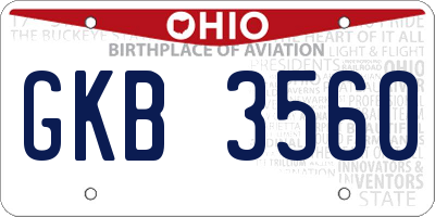 OH license plate GKB3560