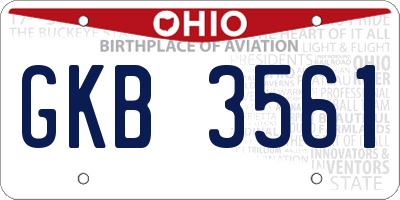 OH license plate GKB3561