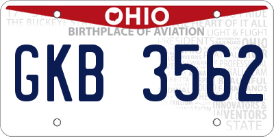 OH license plate GKB3562