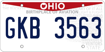 OH license plate GKB3563