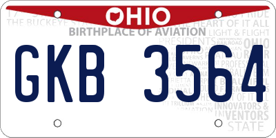 OH license plate GKB3564