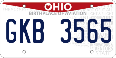 OH license plate GKB3565