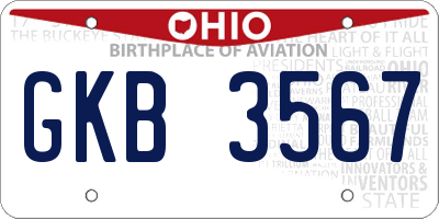 OH license plate GKB3567